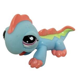 LPS Littlest Pet Shop Authentic Iguana #1829 Blue Pink Green Lizard Figure